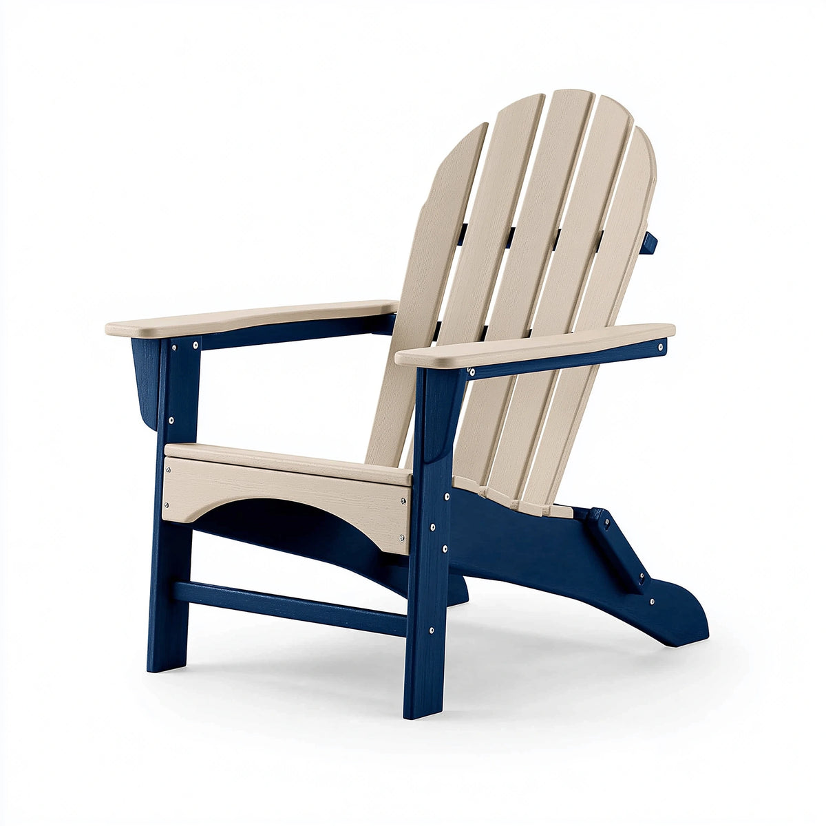 Adirondack Gartenstuhl 86 x 80 x 98 cm aus Holz Beige Dunkelblau mit breiten Armlehnen
