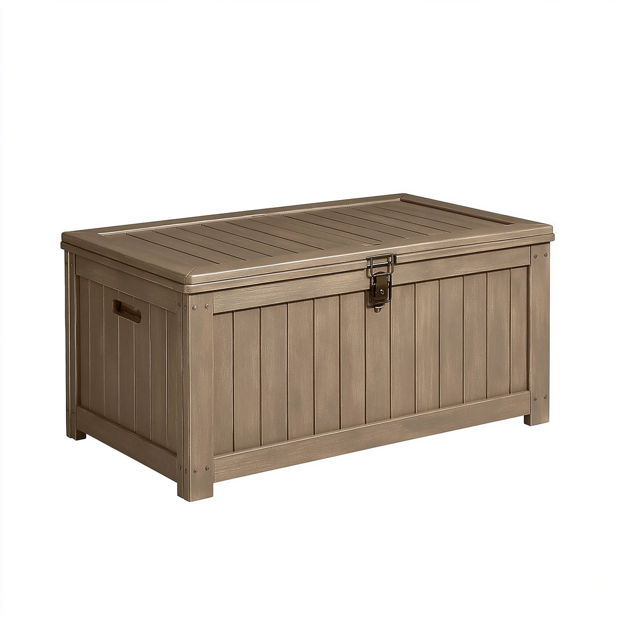 Aufbewahrungsbox 120 x 60 x 65 cm Kunststoff Taupe für Außenbereich mit Deckel
