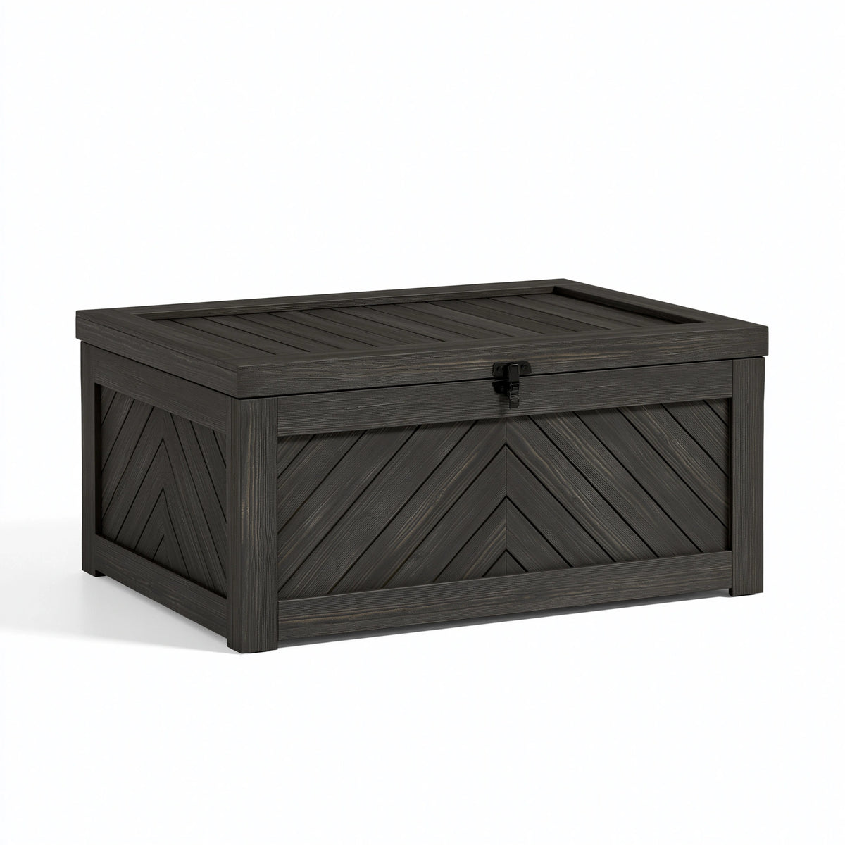 Garten Aufbewahrungsbox 120 x 60 x 63 cm Kunststoff Anthrazit Holzoptik mit Deckel