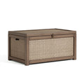 Aufbewahrungstruhe 90 x 50 x 50 cm in Braun aus Kunststoffgeflecht - Gartenbox mit Deckel