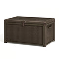 Aufbewahrungsbox 120 x 55 x 60 cm Kunststoff Dunkelbraun Flechtoptik für Garten und Terrasse
