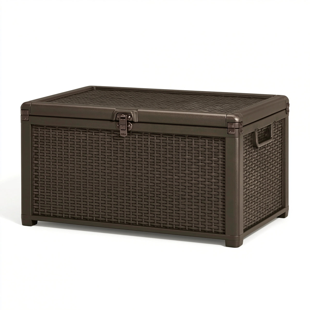 Aufbewahrungsbox 120 x 55 x 60 cm Kunststoff Dunkelbraun Flechtoptik für Garten und Terrasse