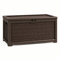 Garten-Aufbewahrungsbox 120 x 60 x 65 cm Kunststoff Dunkelbraun mit Deckel in Flechtoptik