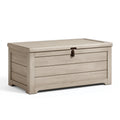 Aufbewahrungsbox 120 x 60 x 60 cm aus Kunststoff in Beige für den Außenbereich mit Deckelverschluss
