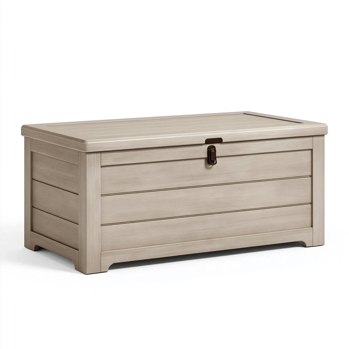 Aufbewahrungsbox 120 x 60 x 60 cm aus Kunststoff in Beige für den Außenbereich mit Deckelverschluss