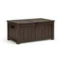 Auflagenbox 120 x 60 x 65 cm Kunststoff Dunkelbraun für Garten und Terrasse im Holzoptik Stil