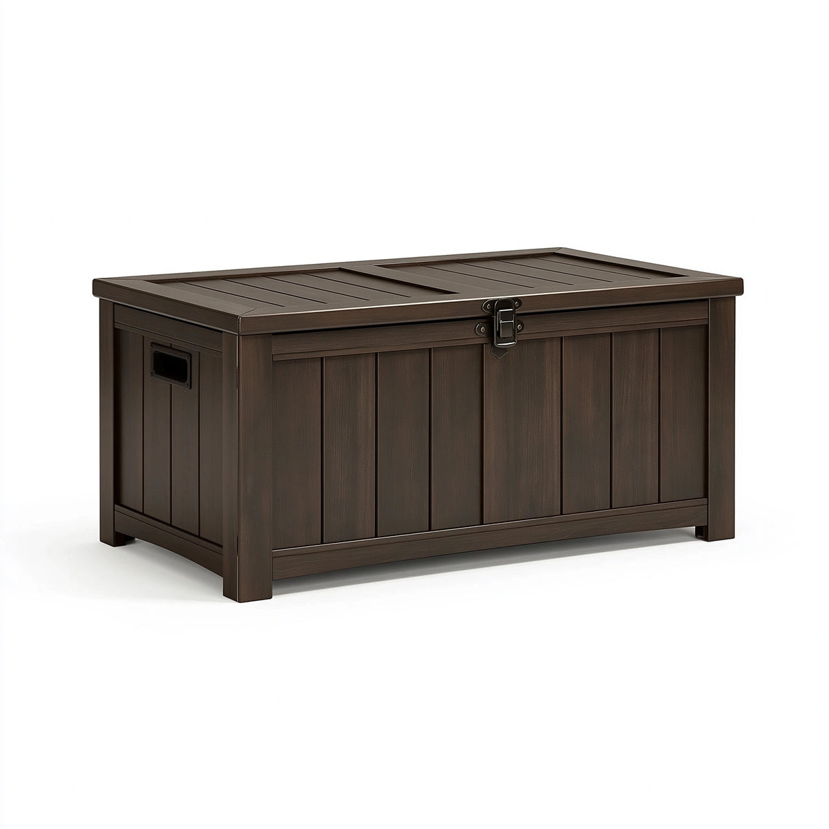 Auflagenbox 120 x 60 x 65 cm Kunststoff Dunkelbraun für Garten und Terrasse im Holzoptik Stil