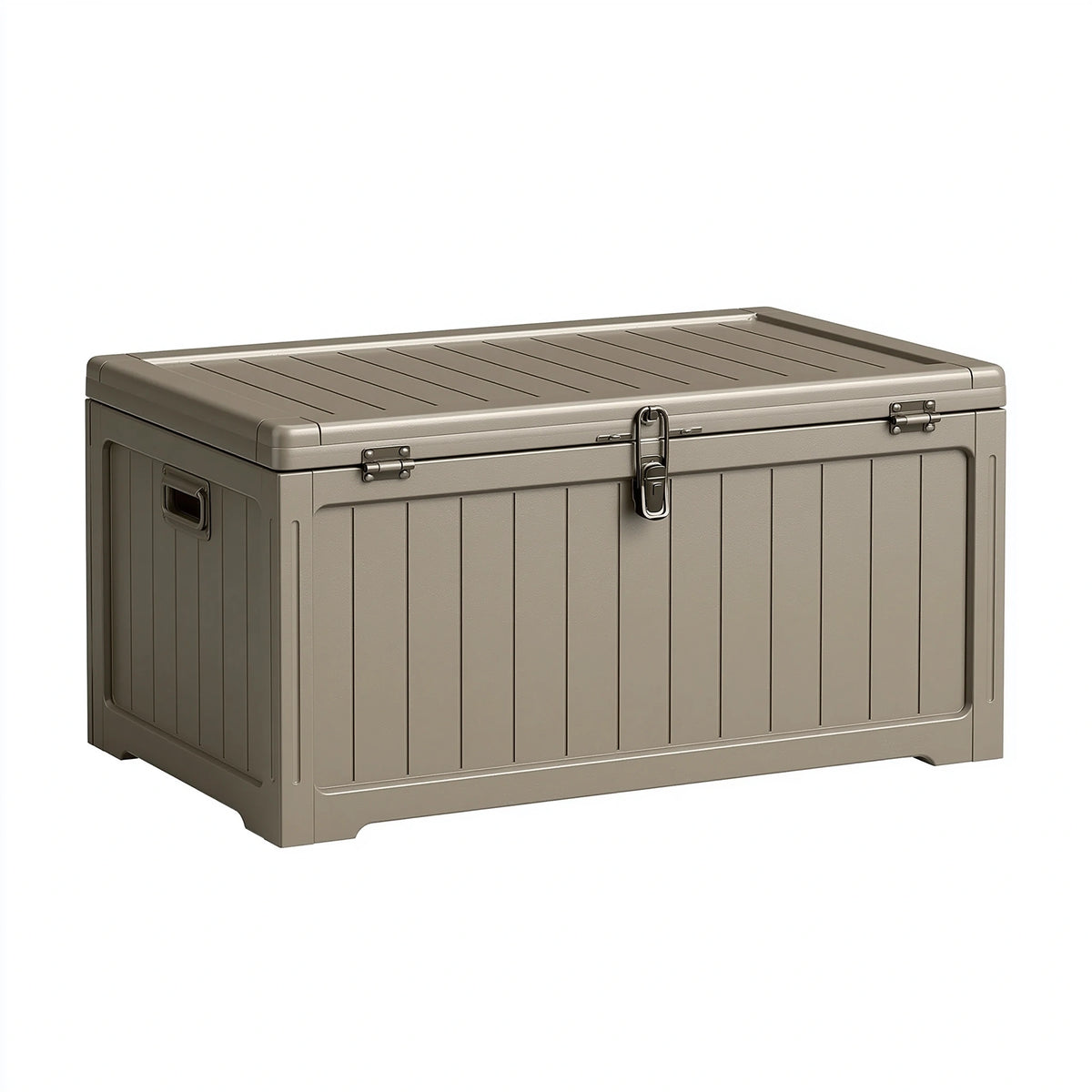Aufbewahrungsbox 120 x 55 x 60 cm Kunststoff Taupe - wetterfeste Gartenbox mit Klappdeckel