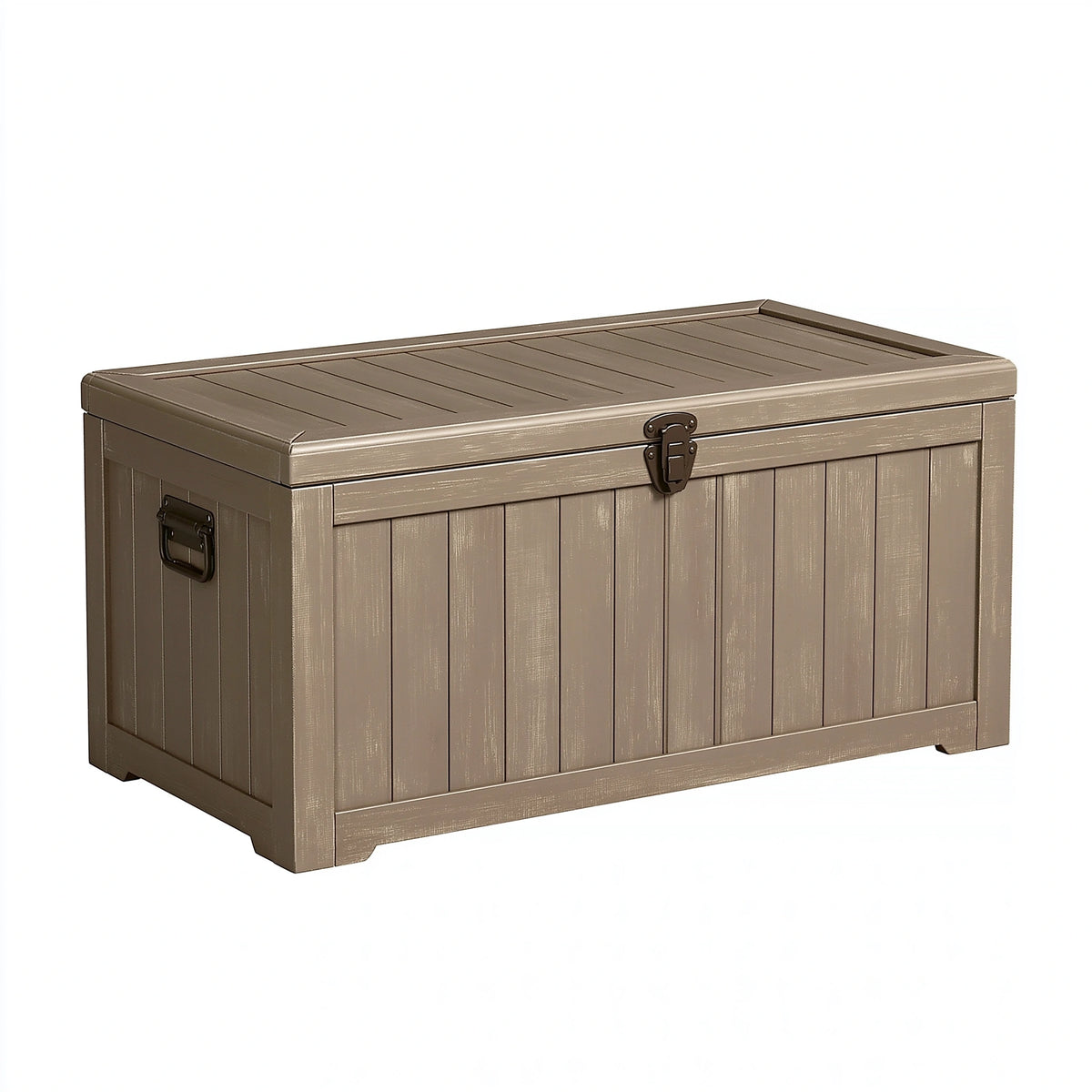 Aufbewahrungsbox 120 x 60 x 63 cm Kunststoff Taupe für Außenbereich mit Deckel