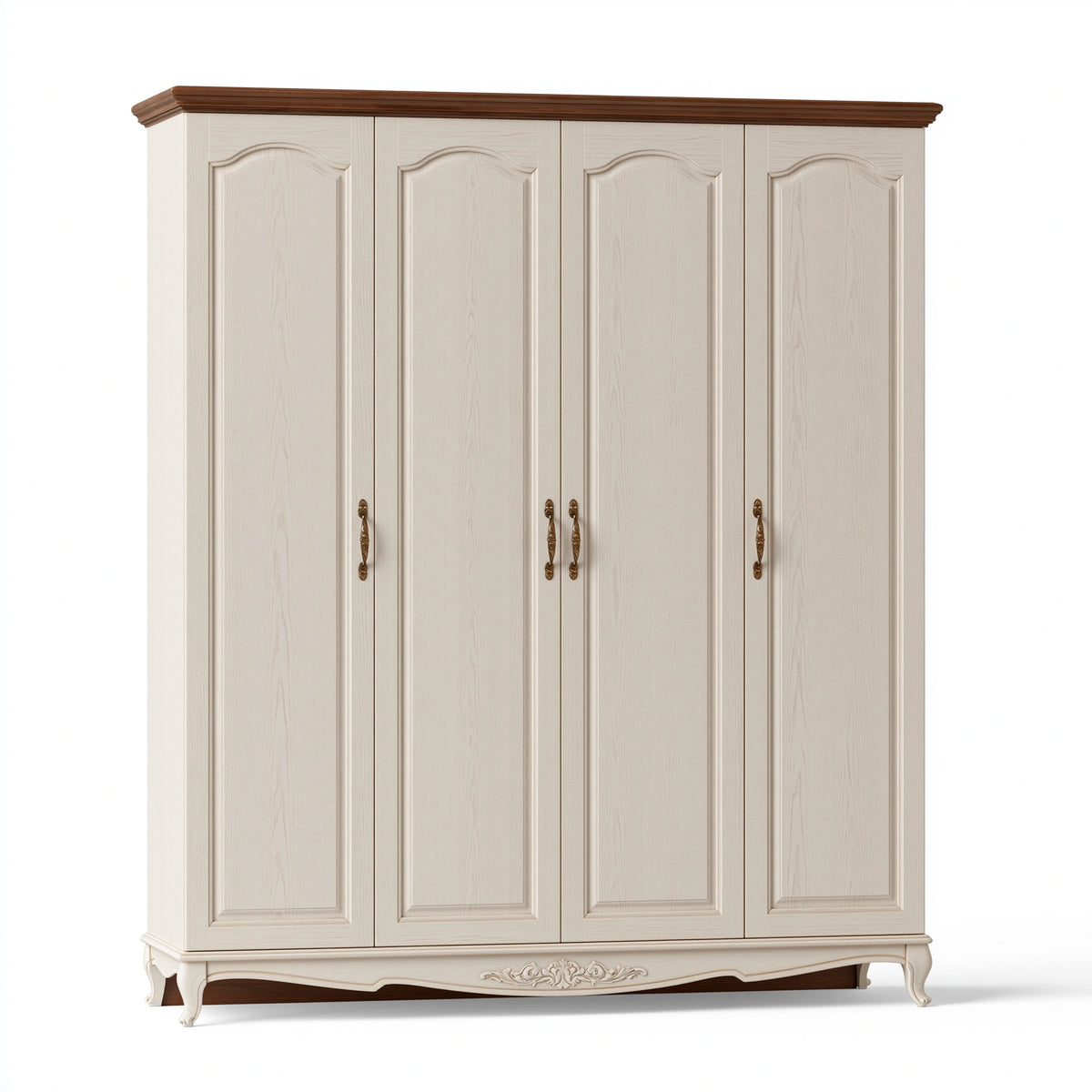 Kleiderschrank 220 x 60 x 220 cm Holz Cremebraun - viertürig im klassischen Stil