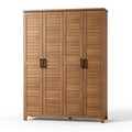 Kleiderschrank 200 x 60 x 220 cm Holz Braun mit vier Lamellentüren
