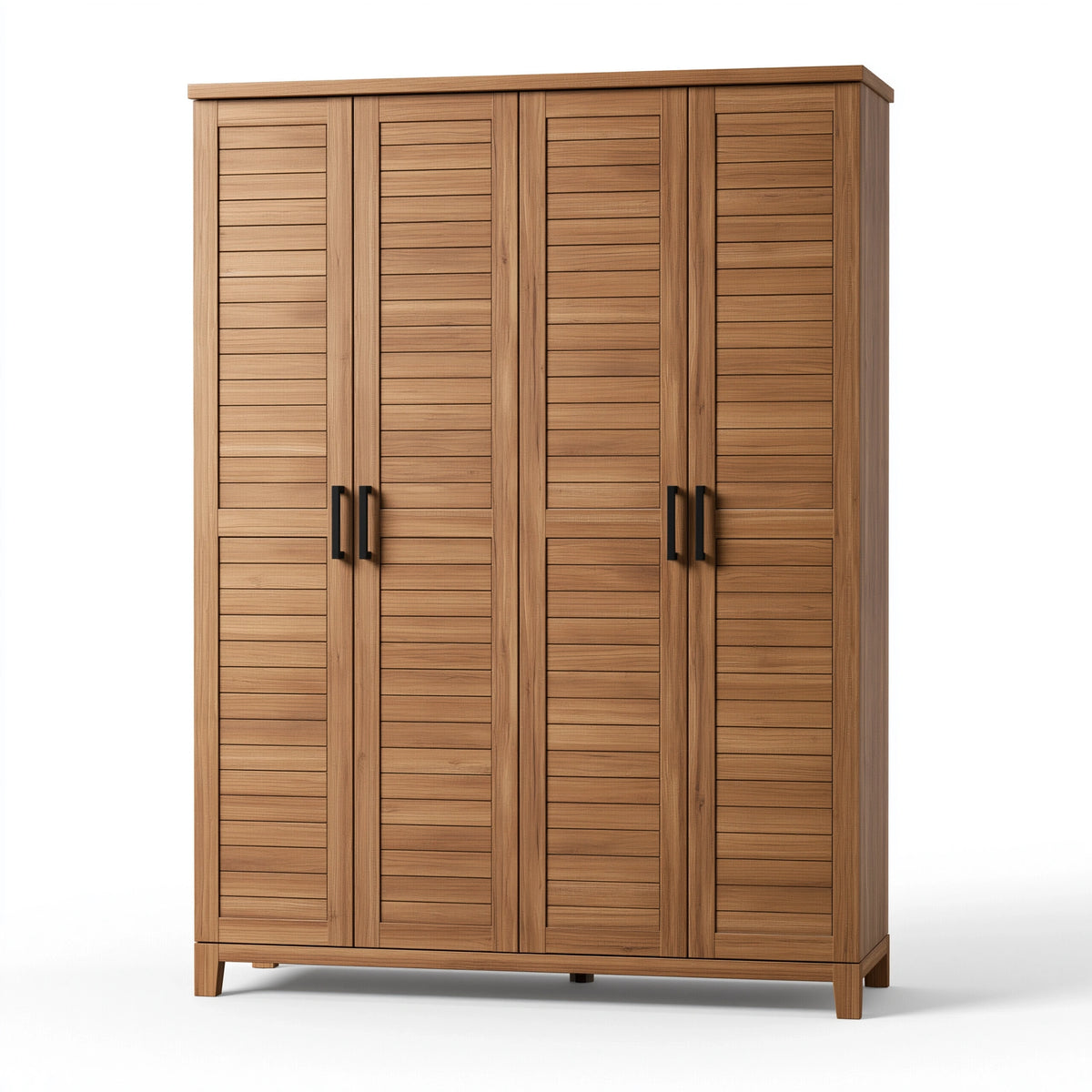 Kleiderschrank 200 x 60 x 220 cm Holz Braun mit vier Lamellentüren