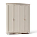 Kleiderschrank 220 x 60 x 210 cm Holzwerkstoff Creme Klassischer Stil mit 4 Türen