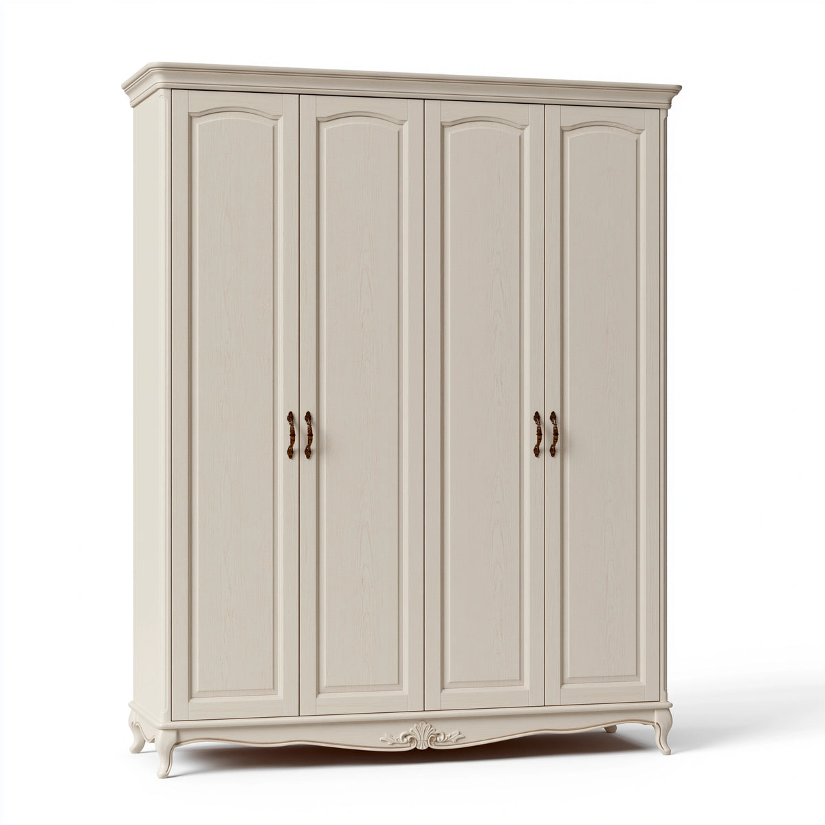 Kleiderschrank 220 x 60 x 210 cm Holzwerkstoff Creme Klassischer Stil mit 4 Türen