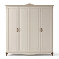 Kleiderschrank 220 x 60 x 220 cm Holz cremefarben klassischer Stil mit vier Türen