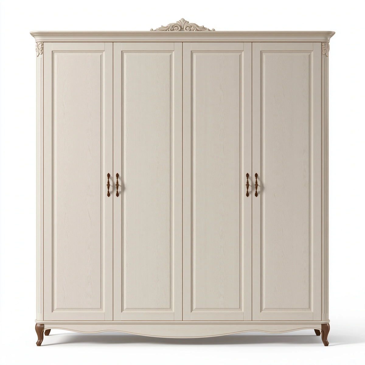 Kleiderschrank 220 x 60 x 220 cm Holz cremefarben klassischer Stil mit vier Türen