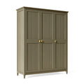 Kleiderschrank 150 x 60 x 200 cm Holz Olivgrün Landhausstil mit 3 Türen