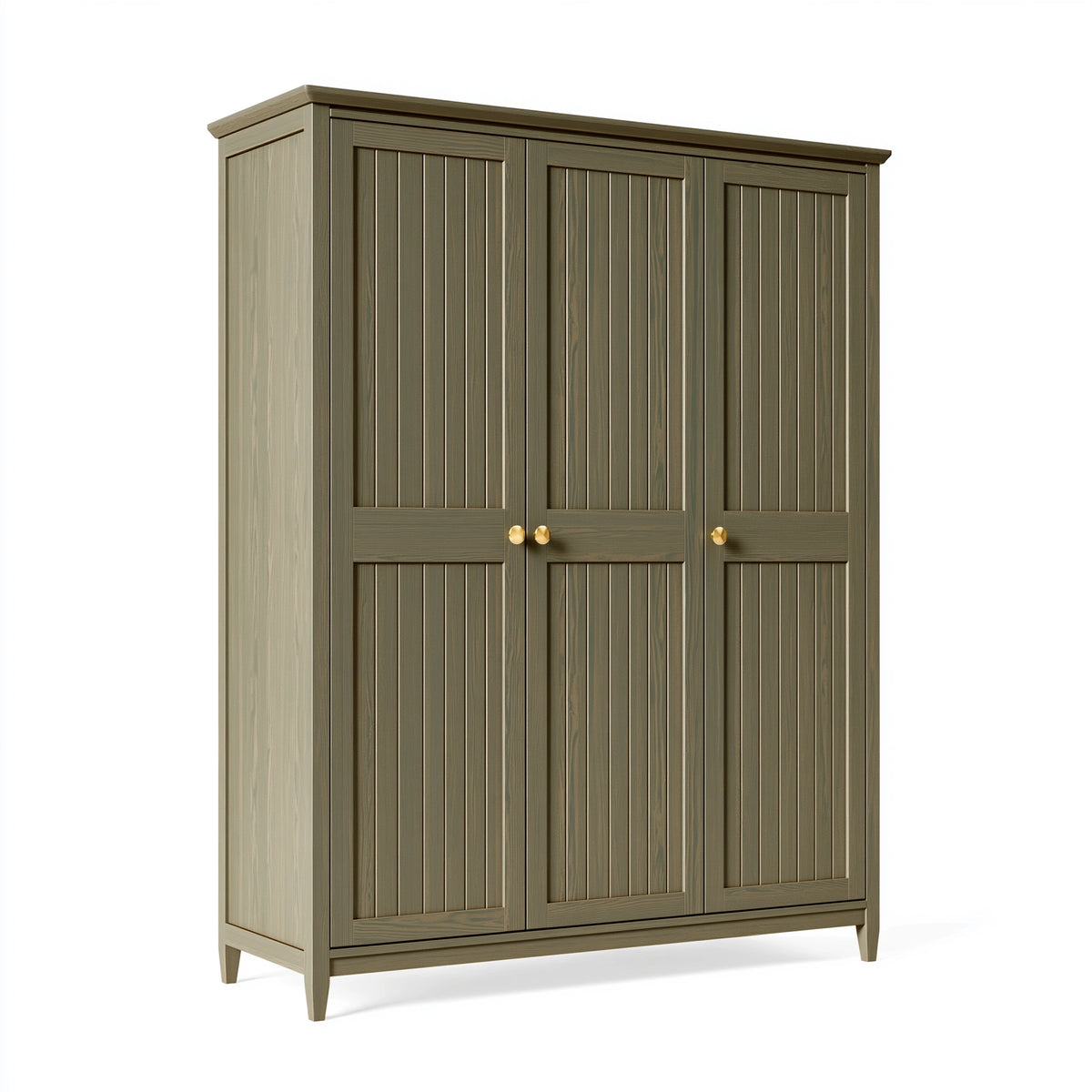 Kleiderschrank 150 x 60 x 200 cm Holz Olivgrün Landhausstil mit 3 Türen