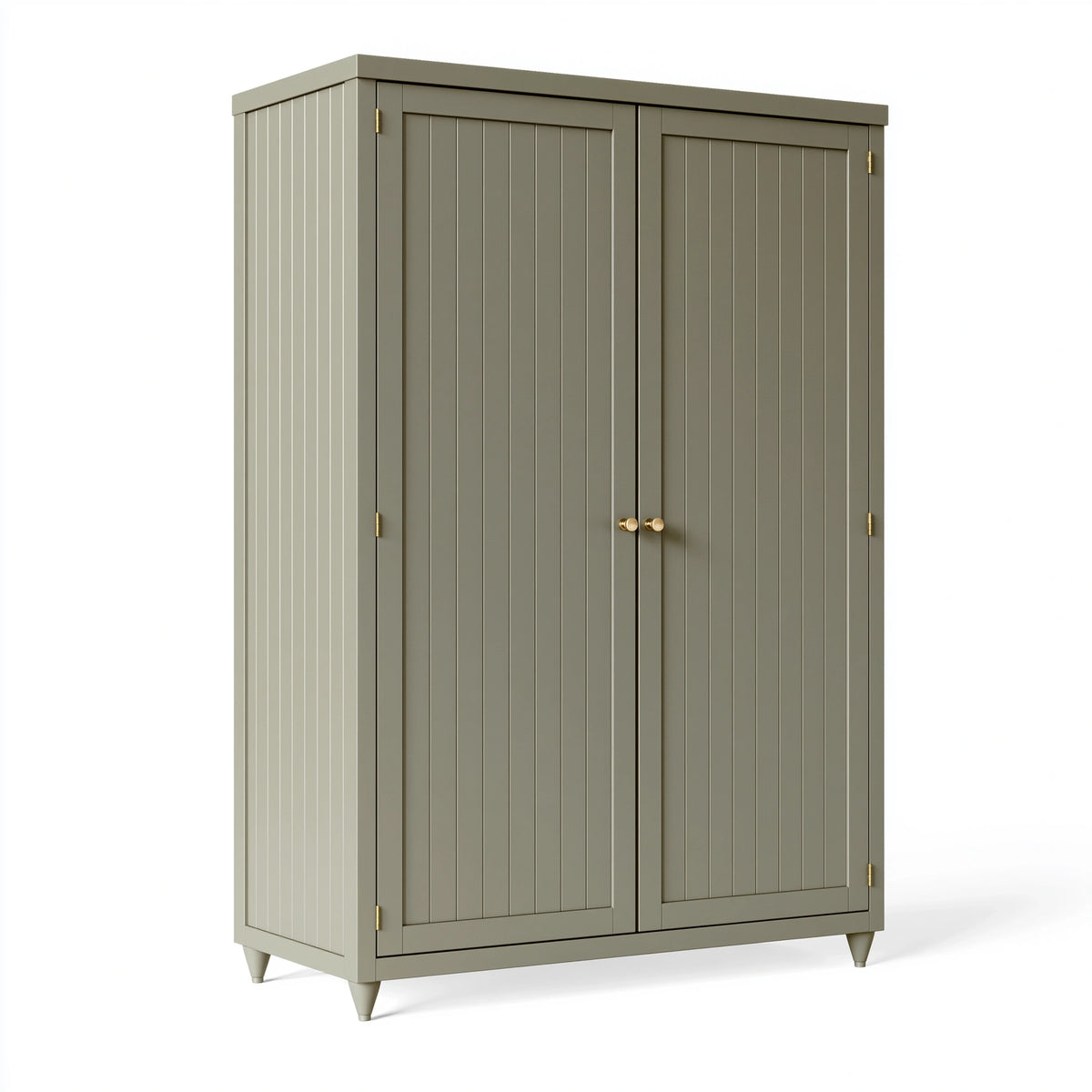 Kleiderschrank 100 x 50 x 190 cm aus Holzwerkstoff graugrün mit 2 Türen im Landhausstil