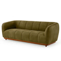 3-Sitzer Sofa 210 x 90 x 78 cm olivgrüner Stoffbezug mit Holzsockel - gepolsterter Retro-Stil