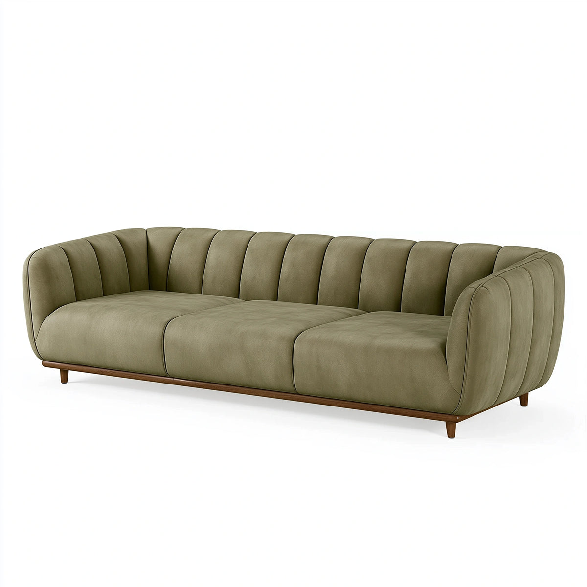 3-Sitzer Sofa 230 x 95 x 78 cm Samt Olivgrün - gepolstertes Wohnzimmer Sofa mit Holzfüßen