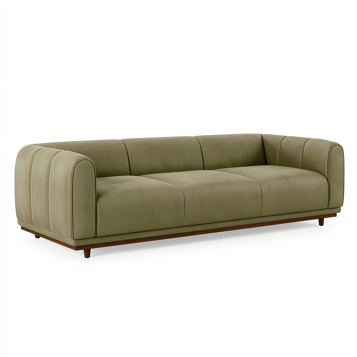 3-Sitzer Sofa 230 x 95 x 78 cm olivgrüner Textilbezug modernes Wohnzimmer Sofa