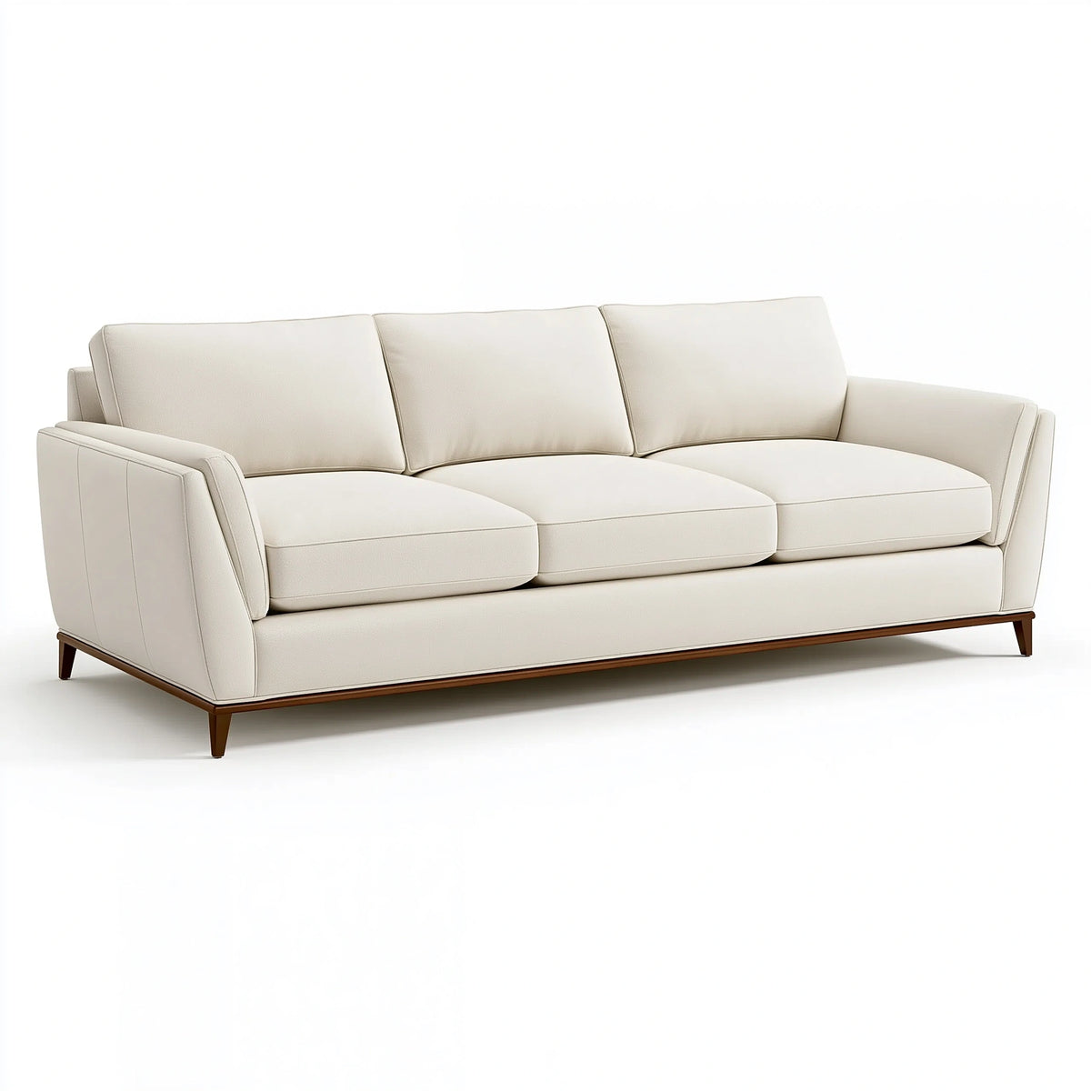 3-Sitzer Sofa 230 x 95 x 85 cm Kunstleder Cremeweiß für Wohnzimmer Modern