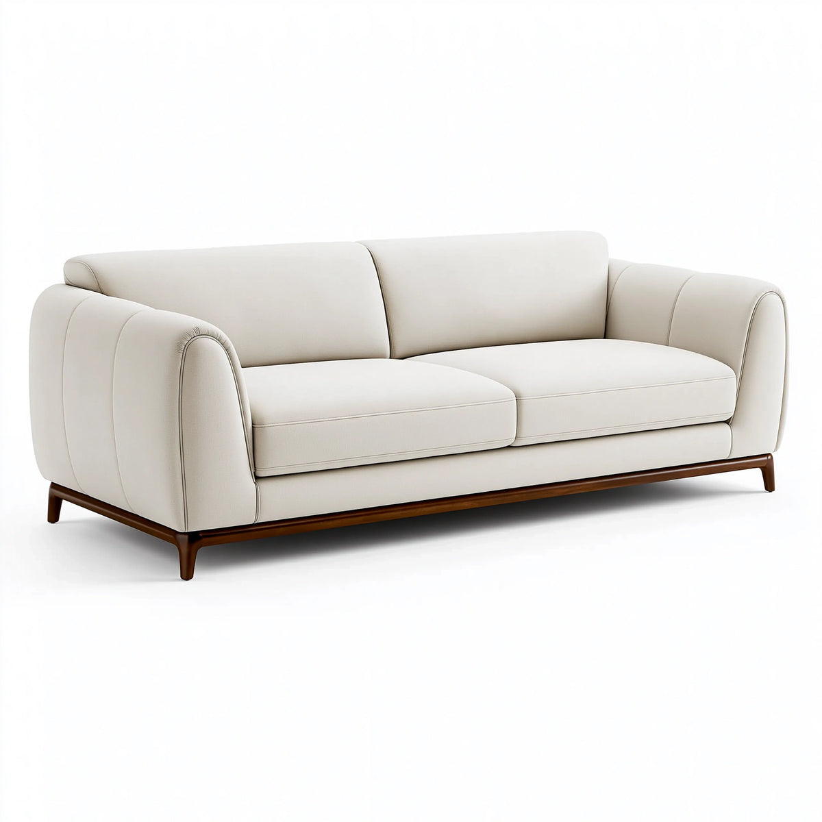 2-Sitzer Sofa 180 x 90 x 85 cm cremefarbener Stoffbezug Holzgestell mit gepolsterten Armlehnen