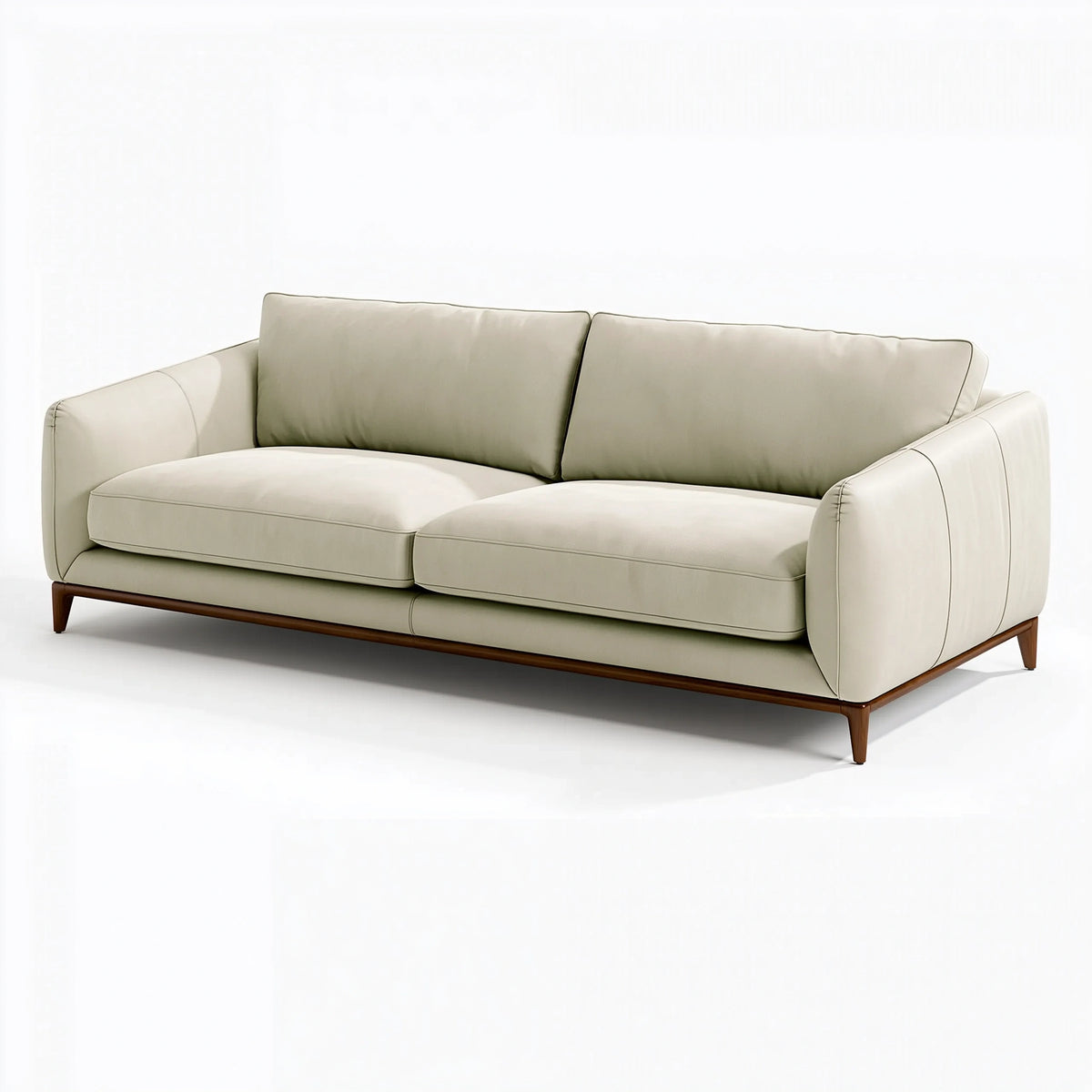 2-Sitzer Sofa 220 x 95 x 85 cm cremefarbener Stoffbezug Holzfüße moderner Wohnstil