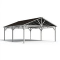 Carport 600 x 300 x 270 cm aus Stahl Grau Schwarz - freistehend mit Satteldach