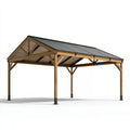 Holzcarport 600 x 500 x 300 cm Naturbraun Grau mit Satteldach
