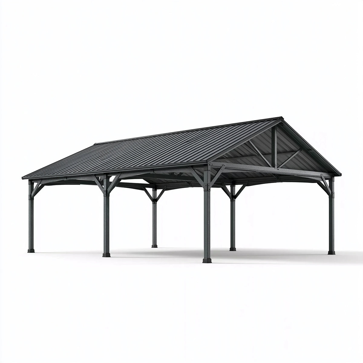 Doppelcarport 600 x 300 x 280 cm aus Stahl Anthrazit mit Satteldach