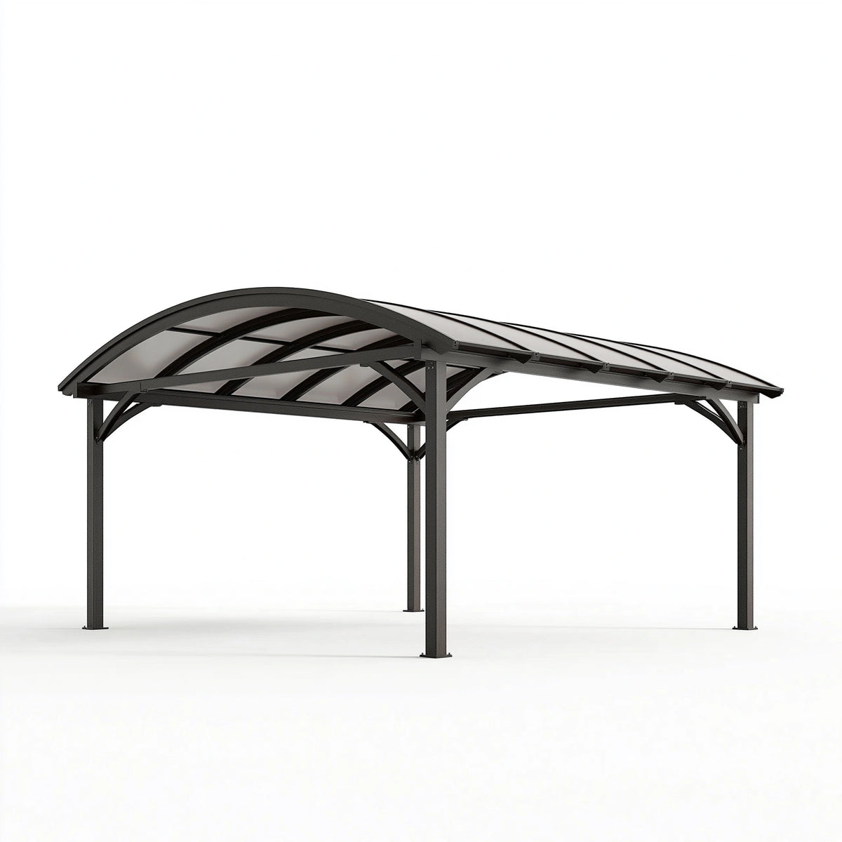 Carport 500 x 300 x 240 cm Stahl Polycarbonat Anthrazit mit gebogenem Dach