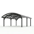 Carport 600 x 300 x 280 cm aus Metall in Anthrazit mit transparentem Bogendach