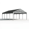 Doppelcarport 600 x 600 x 290 cm aus Metall und Polycarbonat in Schwarz Grau mit Pultdach