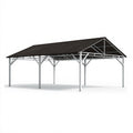 Carport 600 x 300 x 270 cm aus Stahl Silber Schwarz mit Satteldach für Außenbereich