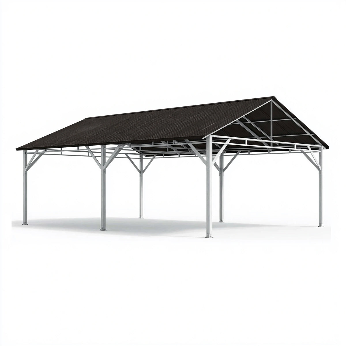 Carport 600 x 300 x 270 cm aus Stahl Silber Schwarz mit Satteldach für Außenbereich