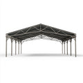 Metall Carport 600 x 600 x 300 cm Grau mit Satteldach für Außenbereiche