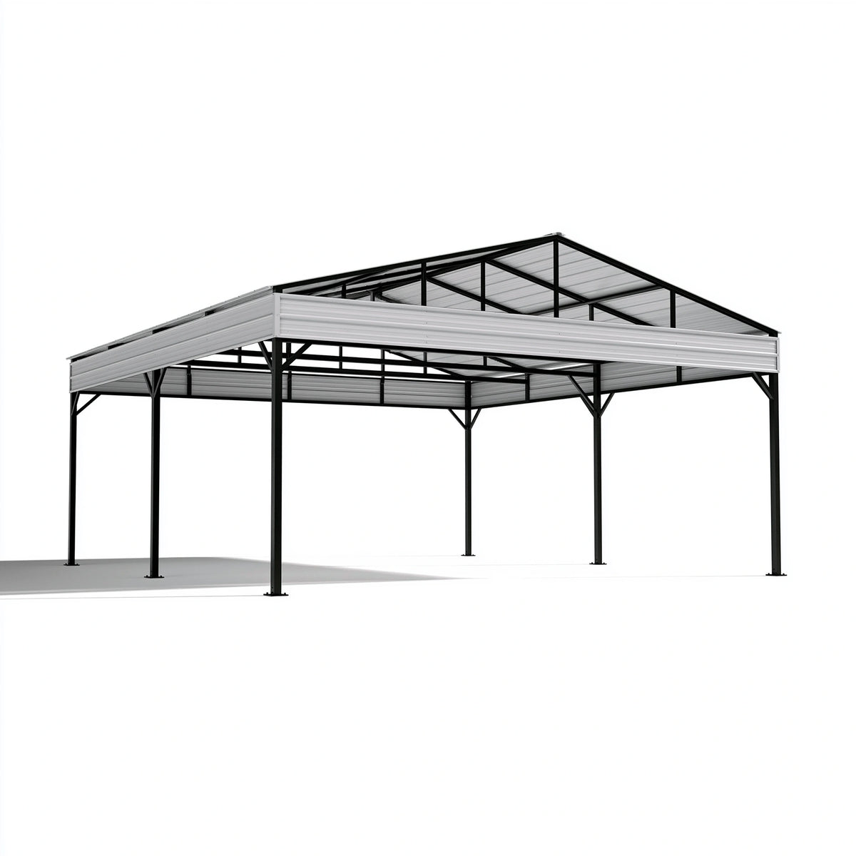 Carport 600 x 300 x 280 cm aus Stahl schwarz silber - Überdachung mit Satteldach
